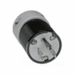 Woodhead® Safeway® 5266 Straight Blade Plug, 125 VAC, 15 A, 2 Poles, 3 Wires, Black/White